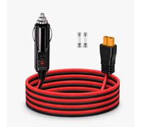 Leehitech XT60 Câble de charge de voiture compatible avec Ecoflow, 3 m, 14 AWG vers XT60 12 V/24 V CC, adaptateur chargeur pour Delta 2/3, BLUETTI EB55 et Anker SOLIX Powerstation générateur solaire
