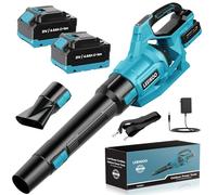 LEEIKOO Souffleur Batterie 21V, Souffleur de Feuilles avec 2 Batteries 4,0Ah, 3 Vitesses, 2 Tubes de Soufflage, Sangle Souffleur à Batterie pour Nettoyage de Jardin