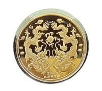 LEEINTO Pièce de Collection 2024 Année du Dragon Médaille commémorative du Zodiaque Chinois Plaqué Or et Argent Pièce de Collection Souvenir des mascottes Chinoises