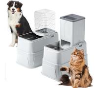 LEEJARD Lot de 2 mangeoires automatiques pour chat de 3 l - Distributeur de nourriture pliable pour chat/chien avec gamelle en acier inoxydable pour chats et chiens de taille moyenne