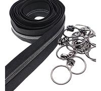 Leekayer #5 Fermetures à glissière en nylon par la cour en vrac 9.1 mètres de ruban de fermeture à glissière à dents métalliques en nickel noir avec 25 curseurs pour bricolage couture sur mesure