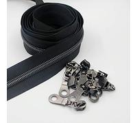 Leekayer #5 Fermetures à glissière en Nylon par la Cour en Vrac 9 mètres de Ruban de Fermeture à glissière à Dents métalliques en Nickel Noir avec 25 curseurs pour Bricolage Couture sur Mesure