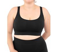 LEELA LAB Brassière Femme Côtelé Grande Taille, Soutien Gorge de Sport en Microfibre Douce, Realisé avec Technologie Seamless sans Couture - Made in Italy (Black, XXL)