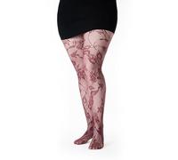 LEELA LAB, Collant Femme Grandes Tailles à Résille Effet Dentelle, Fabriqué en Italie, Bas Femme Curvy, Idéal pour Toute Occasion, Motif Floral, Couleur Bordeaux, Taille 5
