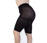 LEELA LAB Gaine Amincissante Femme Grande Taille, Short Anti Frottement pour Femmes Curvy, 90 Deniers, Push-up, Confortable et Résistants - Qualité Made in Italy (Black, 7)