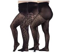 LEELA LAB Multipack Collant Femme Grande Taille 30 Deniers, Collant Fantaisie Motif Étoiles, Pois et Léopard, Curvy Fashion, Confortables et Résistants - Qualité Made in Italy (Lot de 3) (7)