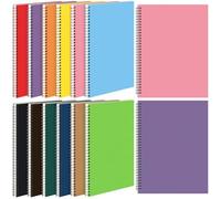 Leelosp Lot de 12 petits carnets à spirale lignés avec couverture en papier kraft à spirales - 120 pages pour le travail (multicolore, 21,6 x 27,9 cm)