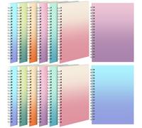 Leelosp Lot de 12 petits carnets à spirale lignés avec couverture kraft à spirales - 120 pages pour le travail (dégradé de couleurs, 12,7 x 17,8 cm)