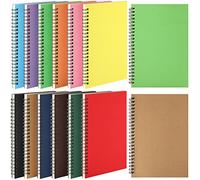 Leelosp Lot de 24 petits carnets à spirales lignés avec couverture en papier kraft à spirales, 120 pages pour le travail (multicolore, 14 x 21 cm)