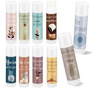 Leelosp Lot de 50 baumes à lèvres inspirants en vrac pour sensibilisation à la santé mentale avec cartes d'affirmation quotidienne positives, cadeaux d'auto-soins pour femmes et hommes, soulagement du