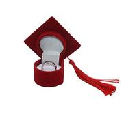 LEEMASING Boîte à bagues en forme de chapeau de doctorat pour bague de remise de diplôme, organisateur de bijoux pour demande en mariage, fiançailles, anniversaire de mariage, Saint-Valentin (rouge)