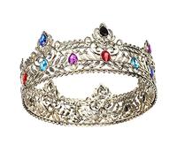 LEEMASING Couronne de roi en métal pour homme - Pour anniversaire, bal de fin d'année, fête de retour à la maison, cosplay, anniversaire, bal de fin d'année, cadeaux (bronze avec pierre colorée)