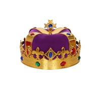 LEEMASING - Couronne royale ornée de joyaux pour costume unisexe d'Halloween, bal de promo, cosplay, décorations de fête, violet, Medium