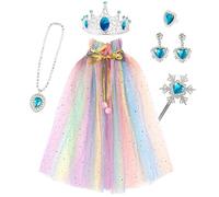 LEEMASING Ensemble de vêtements de princesse 6 pièces pour fêtes d'anniversaire, Halloween, spectacles de vacances (coloré)