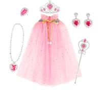 LEEMASING Ensemble de vêtements de princesse 6 pièces pour fêtes d'anniversaire, Halloween, spectacles de vacances (rose)