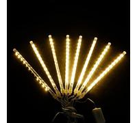 LEEMASING Guirlande lumineuse solaire à 192 LED pour fête de mariage, décoration de Noël, fête de météores, arbre de pluie, sapin de Noël, guirlande lumineuse d'extérieur (blanc chaud)