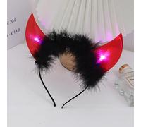 LEEMASING Serre-tête LED en corne de diable - Accessoires pour cheveux - Pour festival, déguisement - Rouge