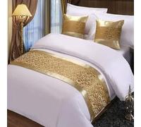 LEEMQCYA Couvre-lit de luxe pour hôtel en jacquard - Protection moderne - Décoration de chambre à coucher - Doré, 50 x 240 cm - Pour lit de 1,8 m