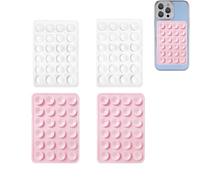 Leeneen Lot de 4 coques adhésives en silicone pour tous les téléphones, mains libres, support solide pour selfies et vidéos (blanc rose clair)