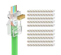 LEENUE Connecteur rj45 Cat6 Pass Through Lot de 100, 1 Gbit/S 250 Mhz | Enrobé D'or Fiche RJ45 Pour Câble de Pose Cat 6 Cat5E, Compatible câbles de pose 23-26 AWG, prend en charge le PoE