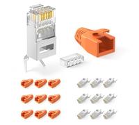 LEENUE Connecteur rj45 Cat7 Pass Through Lot de 10, 10 Gbit/S, Orange