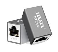 LEENUE Coupleur RJ45 Cat7,10Gbps/600MHz, Plaque Or Raccord Rj45 Femelle Femelle, Blindé Prolongateur Rj45 pour Cat7/ Cat6/ Cat5/ Cat5e Câble LAN Poe, Gris Argenté, Lot de 2