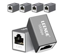 LEENUE Coupleur Rj45 Cat7, Enrobé d'or Raccord Rj45 Femelle Femelle, Blindé Prolongateur Rj45 pour Cat7/ Cat6/ Cat5/ Cat5e Câble LAN Poe,10Gbps/600MHz, Gris Argenté, Lot de 6