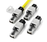 LEENUE Lot de 4 connecteurs RJ45 non blindés CAT6 sans outil, fiche Ethernet sans outil pour câble réseau CAT6/5E/5 23-26 AWG, prend en charge PoE, 1000 Mbit/s, 250 MHz