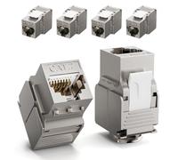 LEENUE Lot de 6 connecteurs Keystone RJ45 Cat7 10 Gbit/s/600 MHz, module Keystone doré pour câble réseau CAT7 CAT6A CAT6 PoE, connecteur RJ45, câble réseau Ethernet, prise Ethernet et panneau de