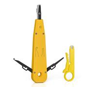 LEENUE LSA Outil de pose de couronne, outil de pose pour prise réseau Ethernet RJ45 Cat7/Cat6/Ca6A et câble téléphonique RJ11 avec crochet et lame Jaune