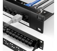 LEENUE Panneau de brassage Keystone à 24 ports avec lot de 25 coupleurs Keystone CAT6 plaqués or, panneau de montage en rack vierge 1U, 48,3 cm