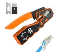 LEENUE Pince à sertir, RJ45 pour connecteur traversant | Poinçonne, dénude et coupe les fils, Conçu pour connecteurs Ethernet RJ45 et RJ11, Kit complet pour poinçonnage