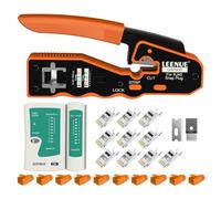 LEENUE RJ45 Crimpzange Set, Netzwerk Werkzeug Set mit 10 x Cat 7 Cat6A Lan Stecker Pass Through, Netzwerktester,para Mantenimiento y Reparación de Red