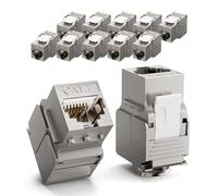 LEENUE RJ45 Keystone Jack Cat7 Lot de 12, 10 Gbit/ 600mhz, Plaqué Or Keystone Modul for Cat7 Cat6a Cat6 Cânle de Pose, RJ45 Mâle, Câble De Raccordement Réseau et Ethernet Patch Pane, Prise Réseau