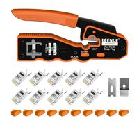 LEENUE RJ45 Kit de pinces à sertir, kit d'outils réseau avec 10 connecteurs LAN Cat 7 Cat6A Pass Through, Netzwerktester,para Mantenimiento y Reparación de Red