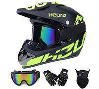 LEENY Casques Motocross Noir Violet, Enfants Casque Cross Set Casque de Moto avec Lunettes de Protection/Gants/Masque, Casque Intégral Enduro Downhill Quad Moto BMX MTB Casque de Vélo,L(56~57cm)