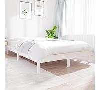 Cadre de Lit Sommier à Lattes Lit Adulte Lit Double Cadre à Lattes sur Pied Chambre à Coucher Intérieur Blanc 160x200 cm Bois de Pin Massif