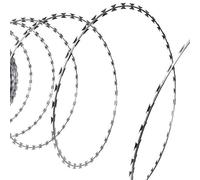 Leepesx Fil de Fer barbelé NATO Rouleau hélicoïdal Acier galvanisé 100m Bobines De Fil De Fer Barbelé De Rasoir, Clôture De Fil De Rasoir en Acier Galvanisé