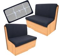 leepiya Lot de 2 Housses de siège avec Sangles élastiques - Lavables en Machine, Extensibles et Douces pour Banc et Dossier de Camping-Car - Noir avec 6 Sangles antidérapantes
