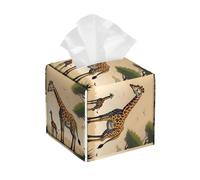 LEEPSS Boîte à Mouchoirs en Cuir Mère et Enfant Girafe Forme Carrée Indispensable pour la Vie Quotidienne Décoration de Bureau Salle de Bain Bureau Blanc