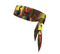 LEEPSS Cravate de sport motif fleurs de paon confortable, respirant, tendance, unisexe, convient pour la course, le yoga, le fitness et d'autres sports, noir