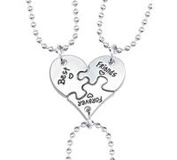 LEEQ 1 ensemble Puzzle et Porte-Clés en Acier Inoxydable avec inscription - Bijoux Cadeau pour Femmes et Filles(trois bons amis)