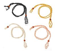 LEEQ 4 PCS Cordons de Collier - Porte-Pierre Vide Porte-Collier en Cristal Cordon de Collier de Pierre Brute en Quartz Pendentif Corde Ajustable pour Pendentif, pour Accessoires de Bricolage