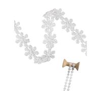 LEEQ 5 Yard Ruban en dentelle florale blanche, 12 mm Ruban décoratif pour cadeau de mariage, Décoration de table, 1 brin décoratif Pour artisanat, couture et décoration