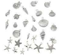 LEEQ 56PCS Charms Ocean Theme Coquille - Breloques Charms Pendentifs pour Bracelets Collier,Creation Bijoux, DIY Mixte Argent Antique Vintage Décoration Accessoires