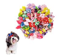 LEEQ Accessoires pour Cheveux de Chien Arc Coiffe - Corde À Cheveux avec Bijoux pour Animaux De Compagnie Bowknot avec des Bandes de Caoutchouc pour Petits Chiens, Chats, Couleurs au Hasard(20pcs)