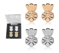 LEEQ Boucle d'oreille Magique Supports - 2 Pairs Hypoallergéniques Earring Backs Lifters pour Clous d'oreilles Lourds, lobes d'oreilles Tombantes, pour Femmes(doré,Argent)