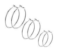 LEEQ Boucles d'Oreilles Femme Fille 1/3PCS Créoles 30/40/50/60/70/100MM Grands Anneaux en Acier Inoxydable/Plaqué Or Bi(05: 30/50/70mm Argenté), 6 Unité (Lot de 1), Acier inoxydable, 6 Unité (Lot de