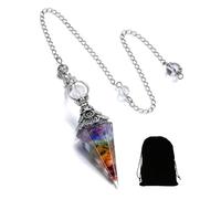 LEEQ Chakra Pendule Cristal de Radiesthésie Divination Hexagonal Pointu 7 pierres de Chakra Naturelle Reiki Pierres Précieuses Énergie Wicca Cristaux pour Reiki Cristal Couleur Mixte