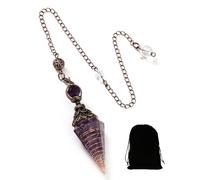 LEEQ Chakra Pendule Cristal de Radiesthésie Divination Hexagonal Pointu 7 pierres de Chakra Naturelle Reiki Pierres Précieuses Énergie Wicca Cristaux pour Reiki Cristal Améthyste